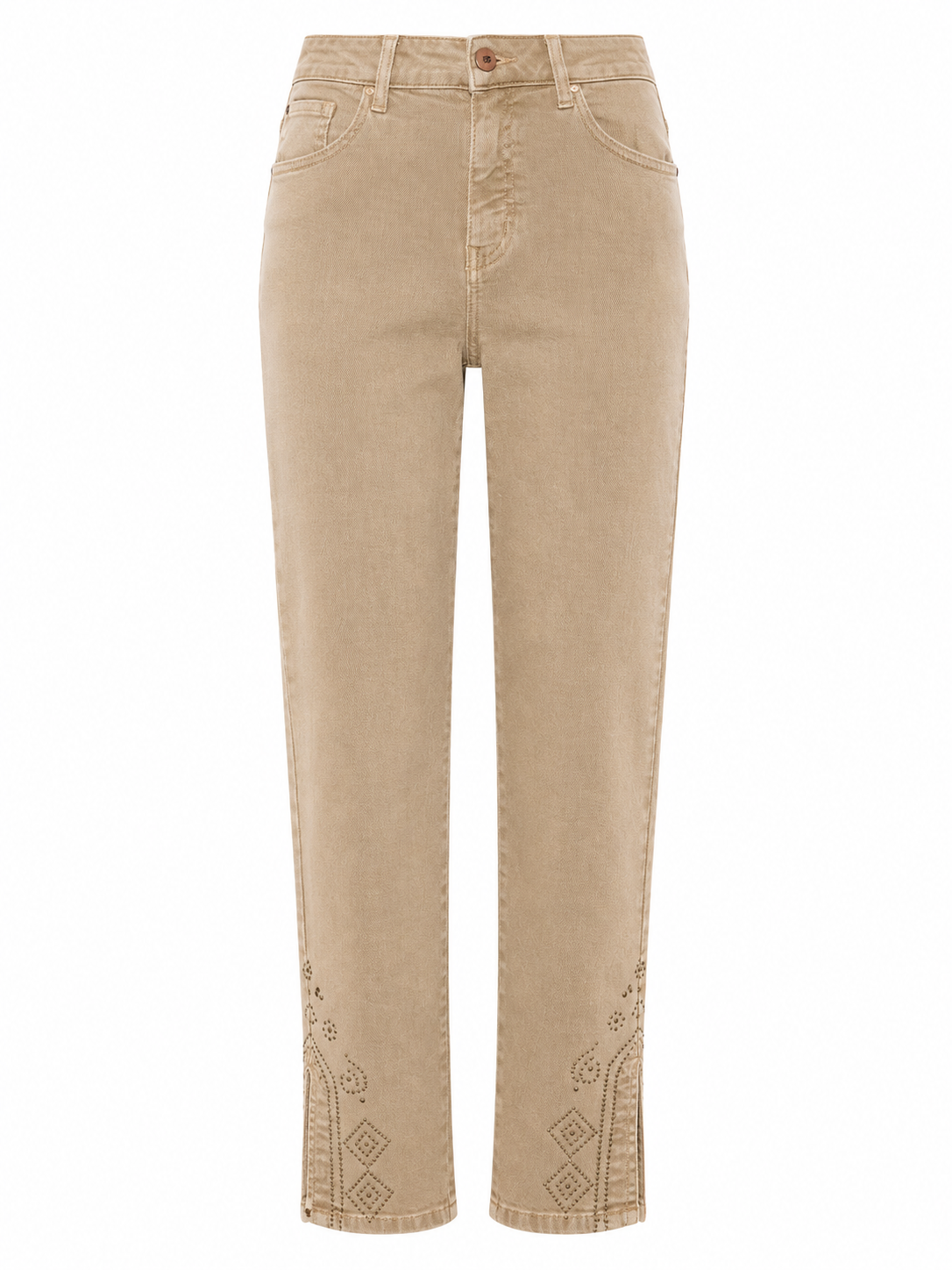 JEANS ABERTURAS Y TACHUELAS - CAMEL