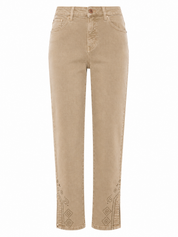 JEANS ABERTURAS Y TACHUELAS - CAMEL