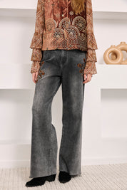 JEANS DESGASTADOS PAISLEY - GRIS