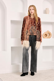 JEANS DESGASTADOS PAISLEY - GRIS