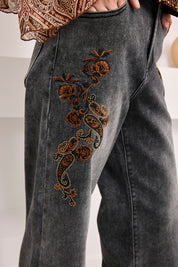 JEANS DESGASTADOS PAISLEY - GRIS