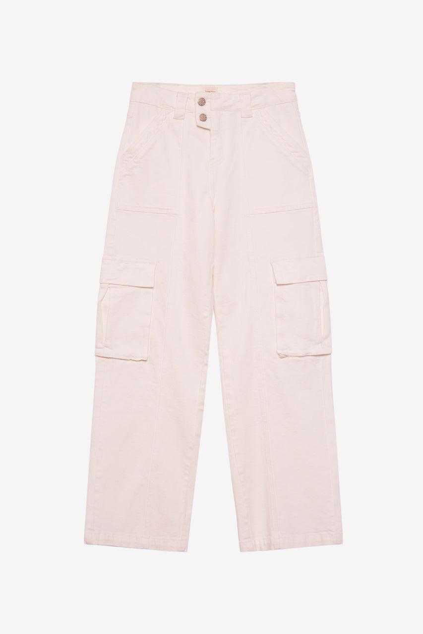 PANTALÓN CARGO DENIM - BLANCO