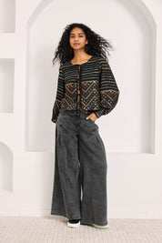 JEANS ANCHOS PINZAS - GRIS