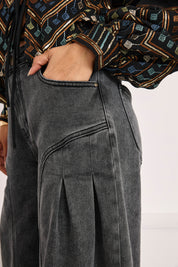JEANS ANCHOS PINZAS - GRIS
