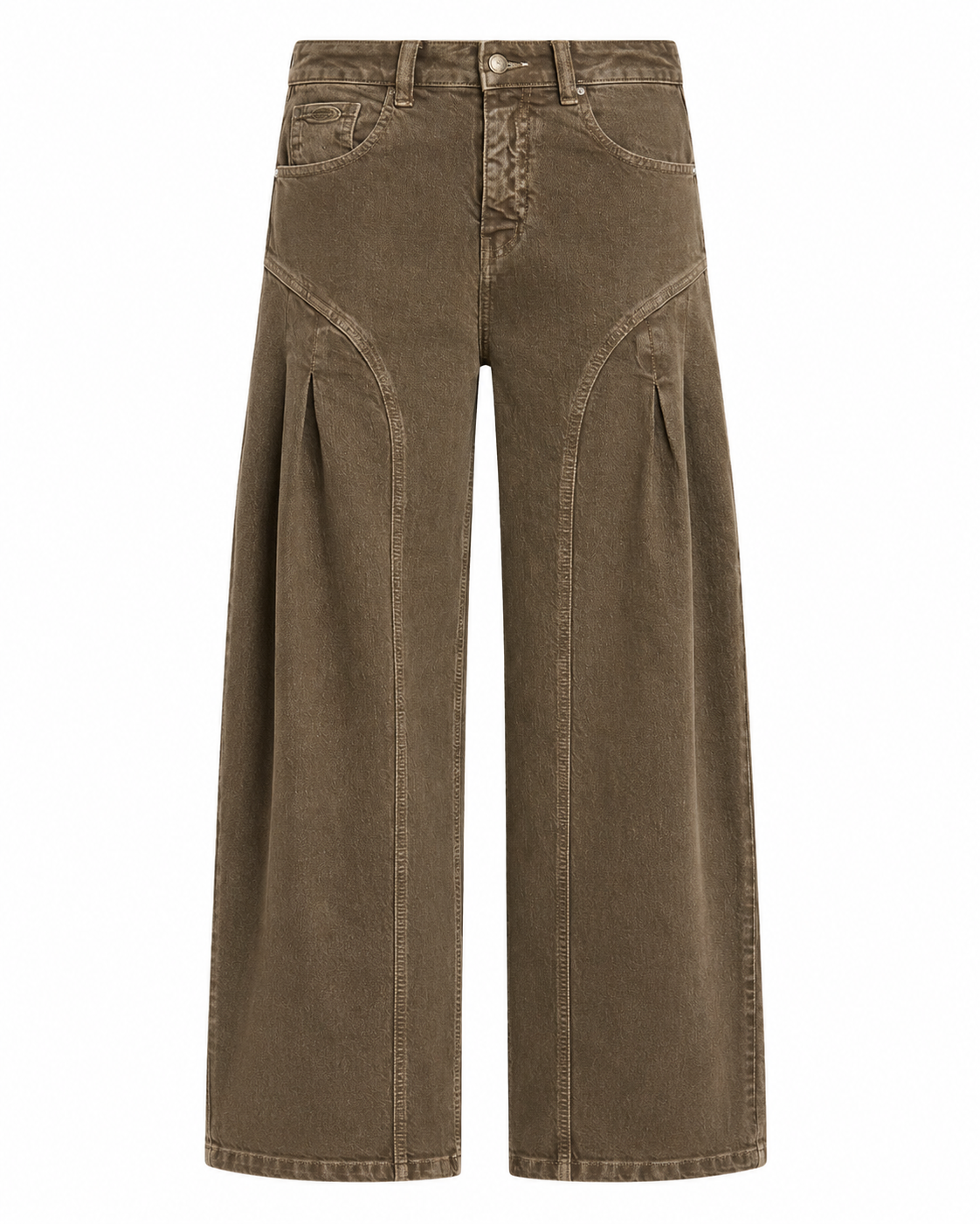 WIDE PLEATED JEANS - KHAKI - KHAKI