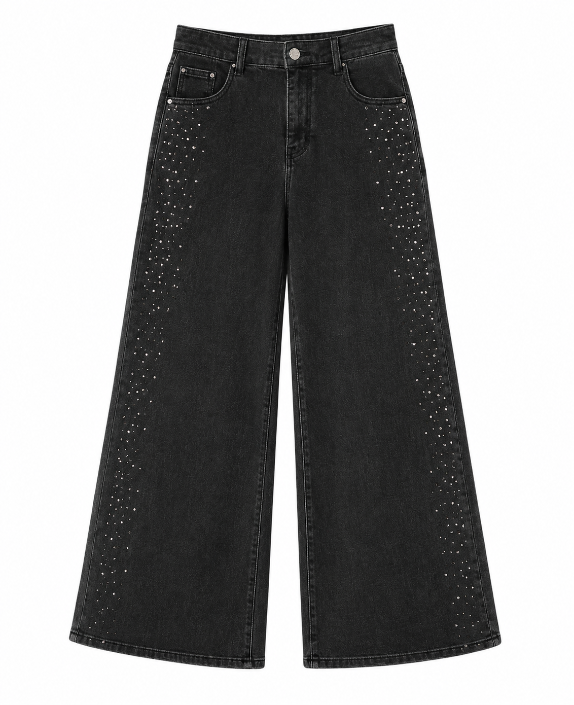 STUDDED SIDE JEANS - BLACK