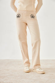 JEANS DETALLE DE FLOR - IVORY