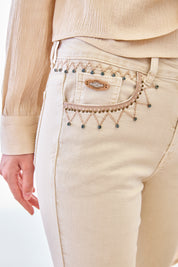 EMBROIDERED BOOTCUT JEANS - RAW