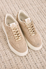 SUEDE AND SNAKESKIN SNEAKERS - CAMEL - CAMEL