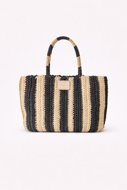 BOLSO DE RAFIA Y RAYAS LUREX - NEGRO