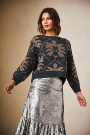 JERSEY MANGA LARGA JACQUARD CON LÚREX - GREY