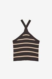 TOP PUNTO HALTER RAYAS BICOLOR - NEGRO