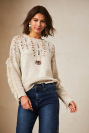 ARANES YOKE LONG-SLEEVE JERSEY - IVORY