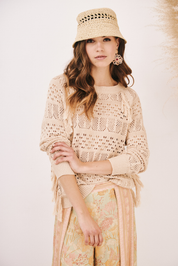 JERSEY PUNTO CALADO FLECOS - BEIGE