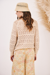 JERSEY PUNTO CALADO FLECOS - BEIGE