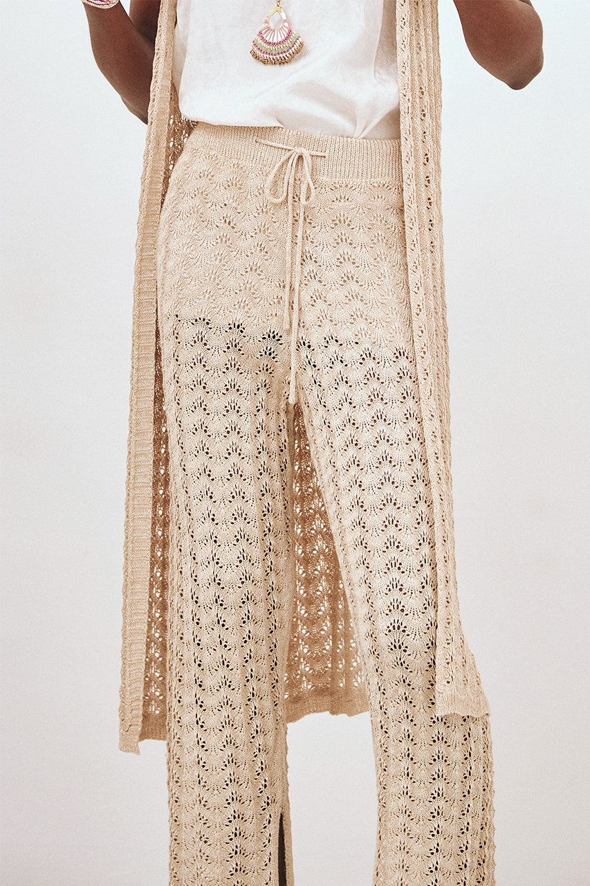 PANTALÓN PUNTO CALADO - CRUDO
