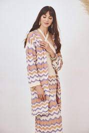 KIMONO LARGO DE PUNTO ZIGZAG - VIOLETA