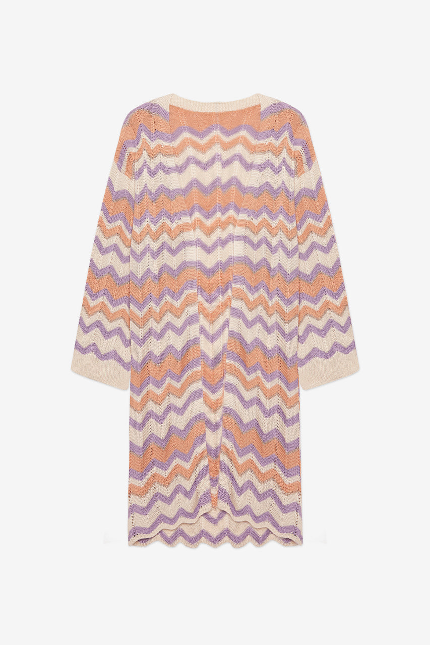 KIMONO LARGO DE PUNTO ZIGZAG - VIOLETA