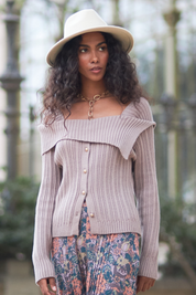 JERSEY CUELLO VUELTO HOMBROS - TAUPE