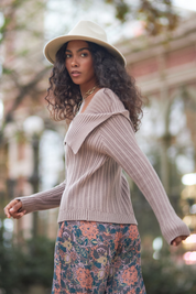 JERSEY CUELLO VUELTO HOMBROS - TAUPE