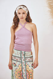 TOP PUNTO VISCOSA TIRANTES HALTER - VIOLET