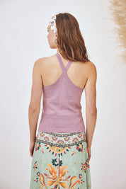 TOP PUNTO VISCOSA TIRANTES HALTER - VIOLET