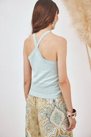 TOP PUNTO VISCOSA TIRANTES HALTER - AZUL