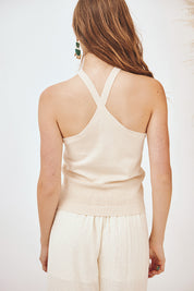 TOP PUNTO VISCOSA TIRANTES HALTER - CRUDO