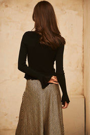 CARDIGAN AJUSTADO MANGA LARGA CON VOLANTES - BLACK