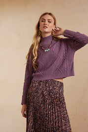 JERSEY CROPPED MANGA LARGA Y CUELLO ALTO ARANES - PURPLE