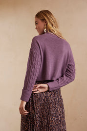 JERSEY CROPPED MANGA LARGA Y CUELLO ALTO ARANES - PURPLE