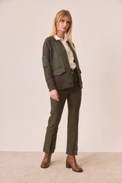 CHAQUETA BÓMBER COMBINADA - KHAKI