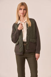 CHAQUETA BÓMBER COMBINADA - KHAKI