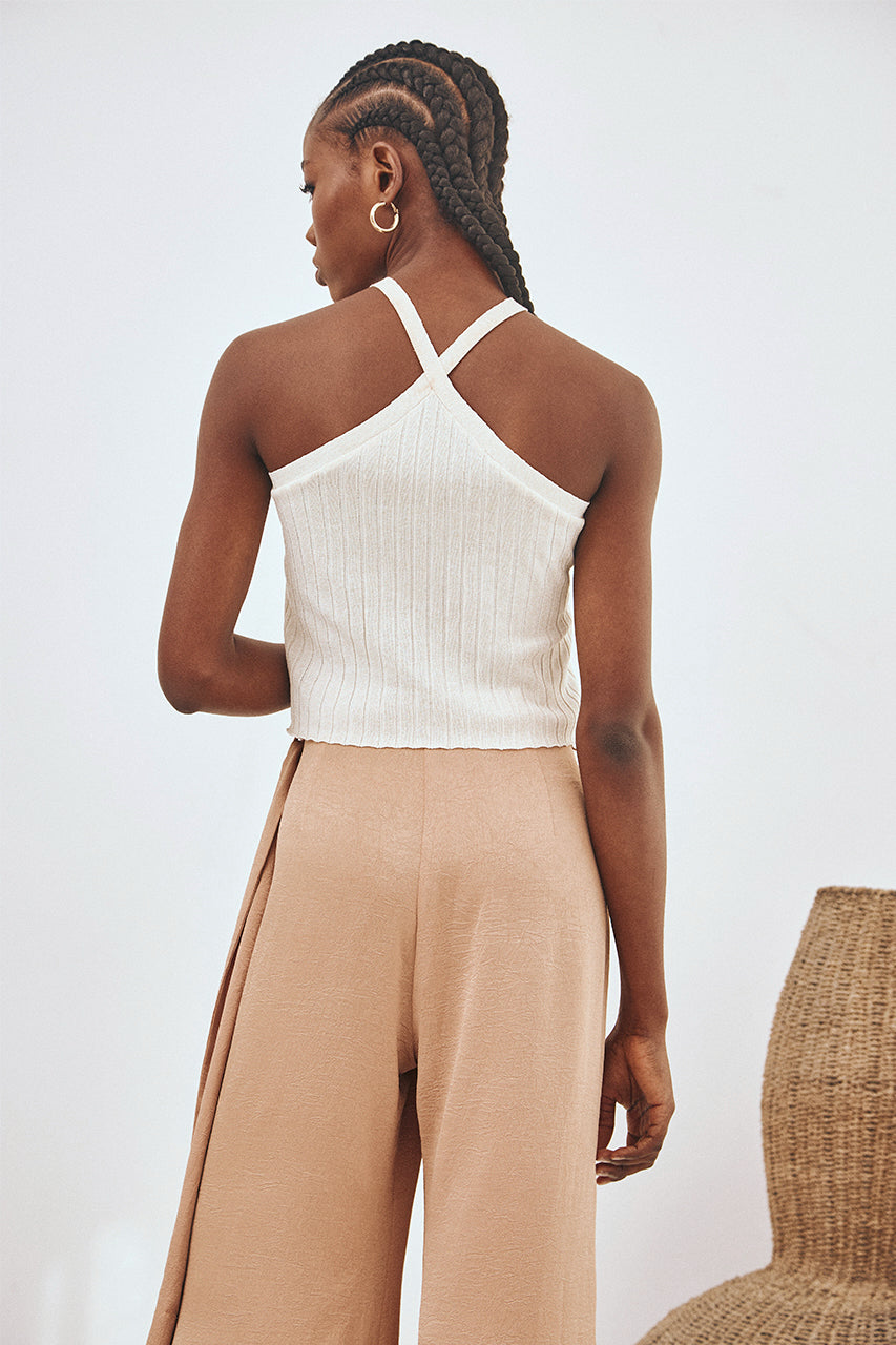 TOP PUNTO TIRANTES HALTER - CRUDO