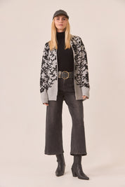 CÁRDIGAN  JACQUARD FLORES - GREY