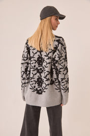 CÁRDIGAN  JACQUARD FLORES - GREY