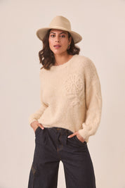 JERSEY FLOR BORDADA - IVORY
