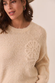 JERSEY FLOR BORDADA - IVORY