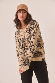 JERSEY JACQUARD FLORAL - CAMEL