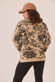 JERSEY JACQUARD FLORAL - CAMEL