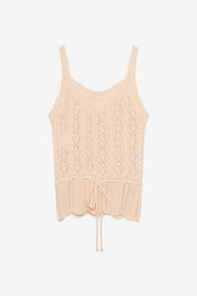 TOP KNIT DETAIL OPENWORK AND BELT - ECRU