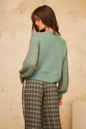 JERSEY MANGA LARGA ABULLONADA CON DETALLE LUREX - COBALT