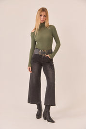 JERSEY CUELLO ALTO CUT OUT - KHAKI