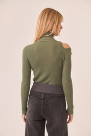 JERSEY CUELLO ALTO CUT OUT - KHAKI