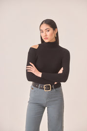 JERSEY HOMBROS CUT OUT - BLACK