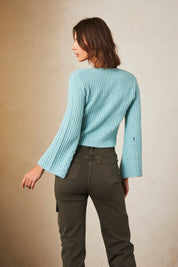 CARDIGAN AJUSTADO MANGA LARGA DE CANALÉ - TURQUOISE