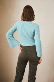 CARDIGAN AJUSTADO MANGA LARGA DE CANALÉ - TURQUOISE