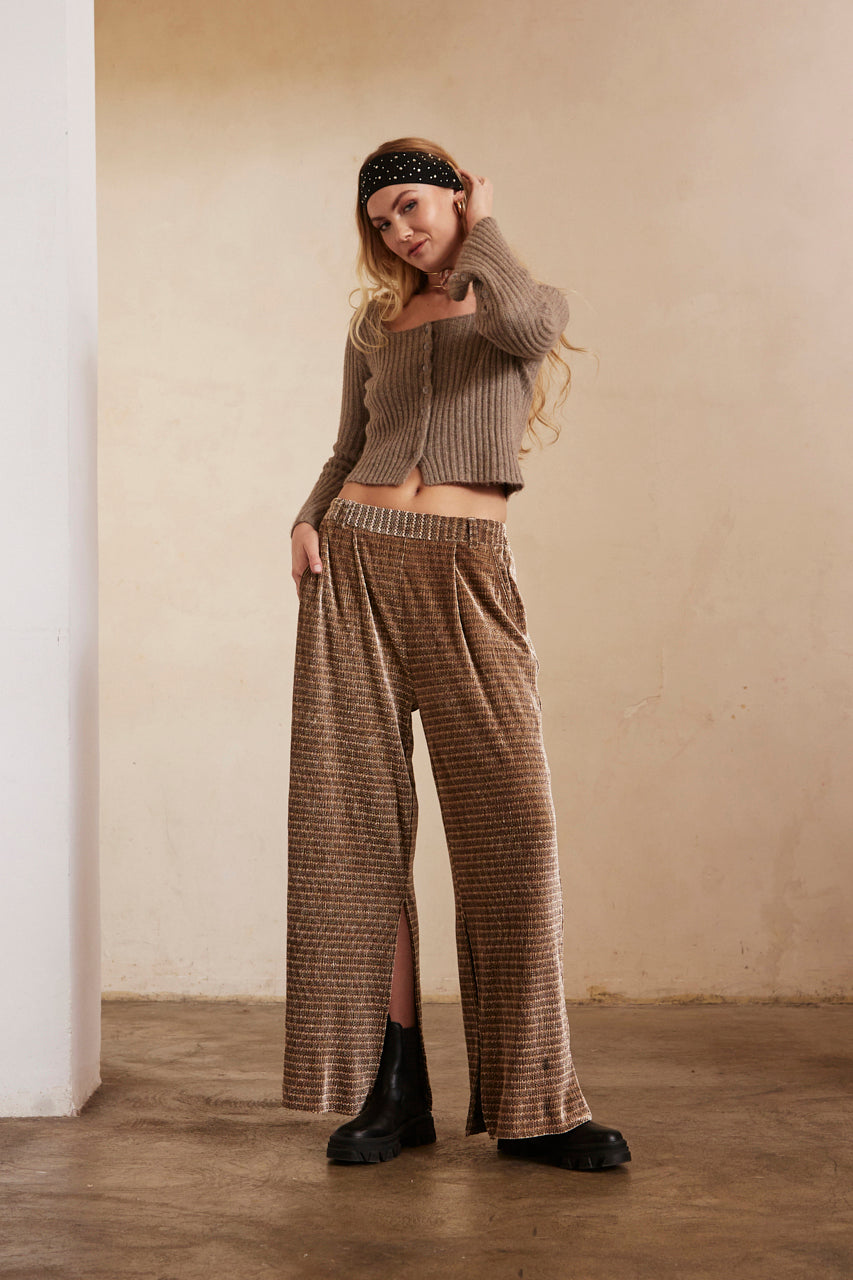 CARDIGAN AJUSTADO MANGA LARGA DE CANALÉ - TAUPE