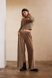 CARDIGAN AJUSTADO MANGA LARGA DE CANALÉ - TAUPE