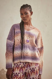JERSEY OVERSIZE MANGA LARGA CON CALADOS Y DEGRADADO - MAUVE